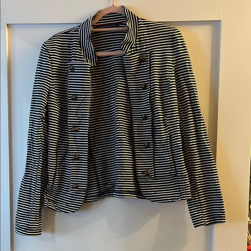 Tommy Hilfiger Black and White Striped Blazer